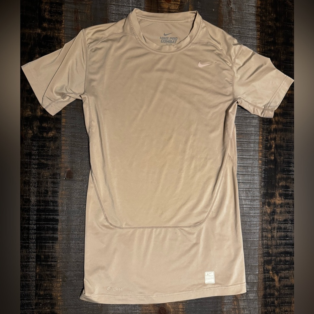 👕 Men’s Nike Pro Combat Dri Fit Compression Ahort Sleeve Ahirt Size Xl Tan Color